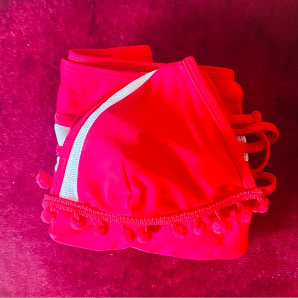 Red and White Stripe Mesh Bikini - Picture 9 of 10